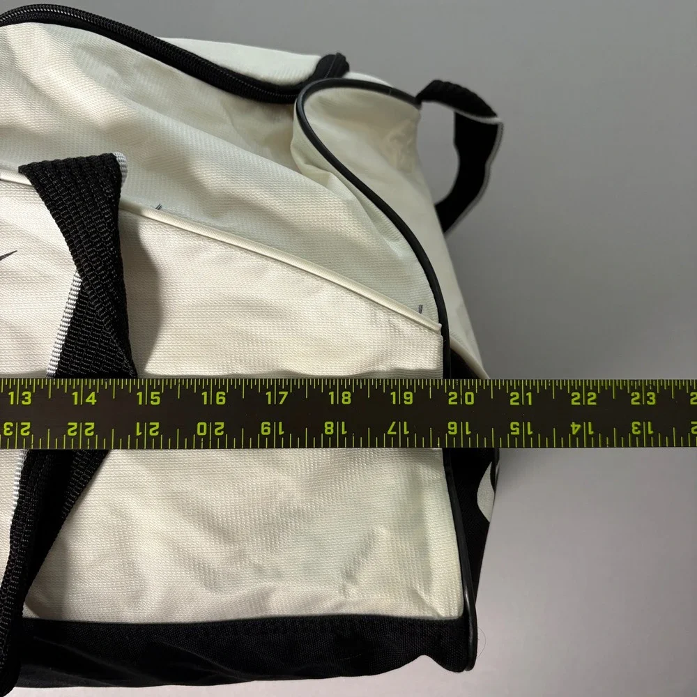 Nike Woven Duffel Bag White Black Gym Travel Training Swoosh Logo